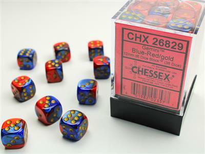 Gemini® 12mm D6 Blue-Red/gold Dice Block™ (36 dice) - Image 4