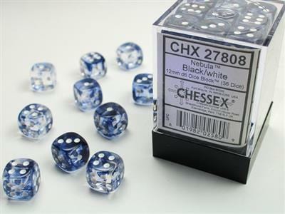 Nebula® 12mm D6 Black/white Dice Block™ (36 dice) - Image 5