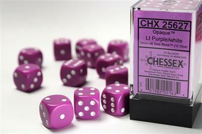 Opaque 16mm D6 Lt Purple/white Dice Block™ (12 dice) - Image 3