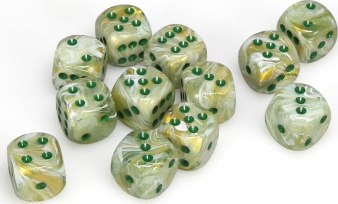 Marble 16mm D6 Green/dark green Dice Block™ (12 dice) - Image 3