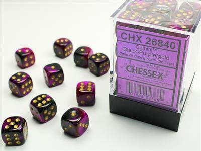 Gemini® 12mm D6 Black-Purple/gold Dice Block (36 dice) - Image 4