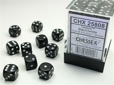 Opaque 12mm D6 Black/white Dice Block™ (36 dice) - Image 3