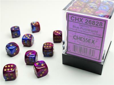 Gemini® 12mm D6 Blue-Purple/gold Dice Block (36 dice) - Image 2