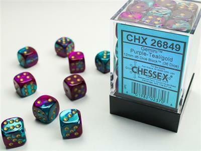 Gemini® 12mm D6 Purple-Teal/gold Dice Block™ (36 dice) - Image 6