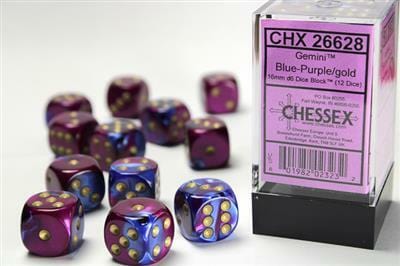 Gemini® 16mm D6 Blue-Purple/gold Dice Block™ (12 dice) - Image 3