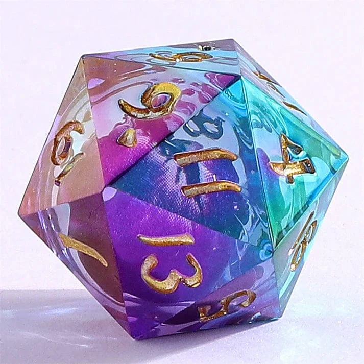 "Always Watching" Dragon's Eye Sharp Edge Resin Dice Set - Oil Eye - Image 3
