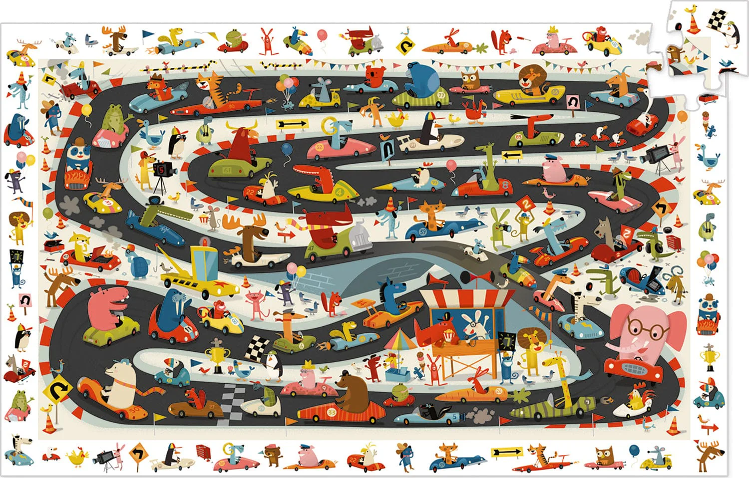 Djeco Automobile Rally 54Pc Observation Jigsaw Puzzle + Poster - Image 3