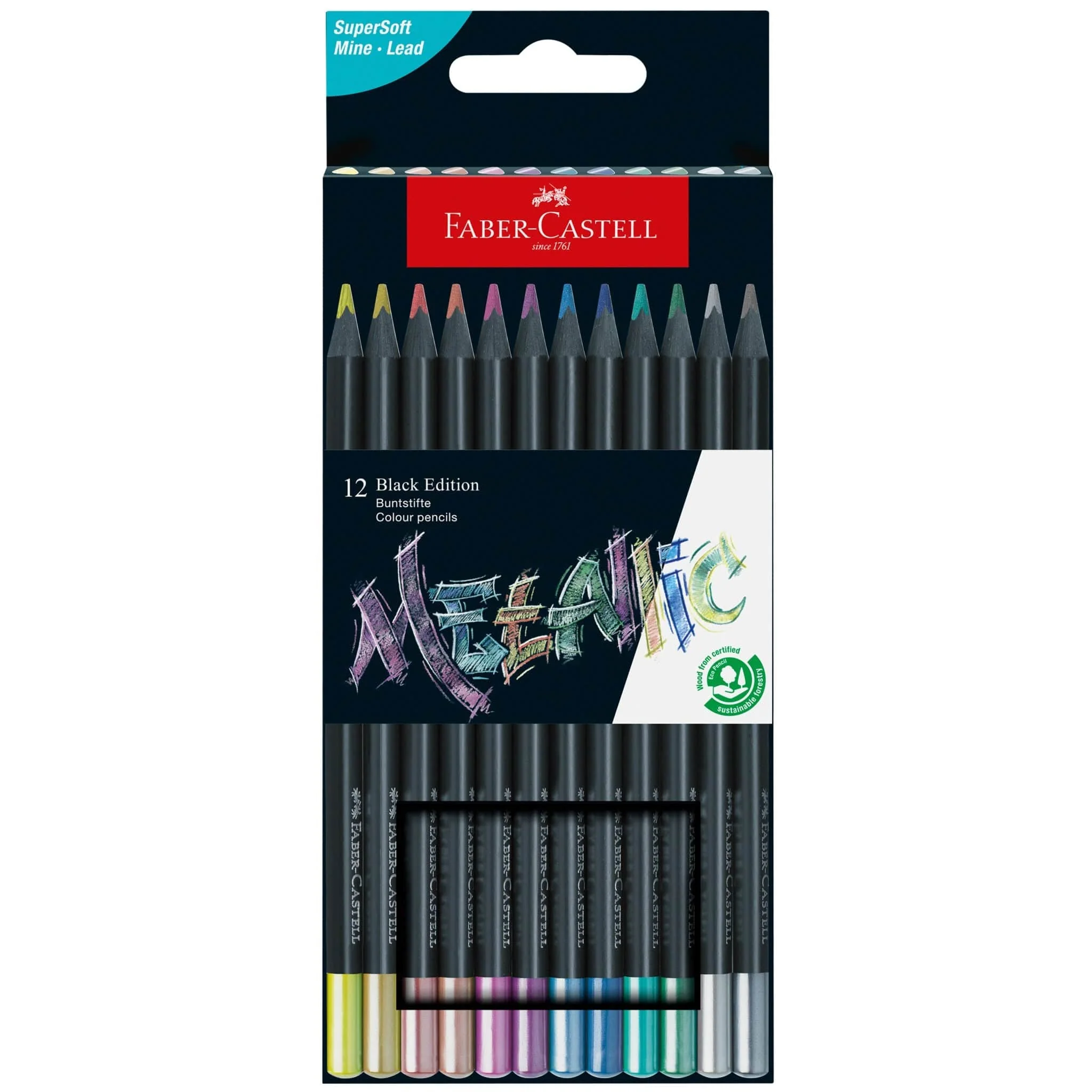 Black Edition Colored Pencils, Metallic - Box of 12