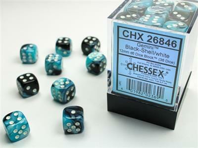 Gemini® 12mm D6 Black-Shell/white Dice Block™ (36 dice) - Image 5