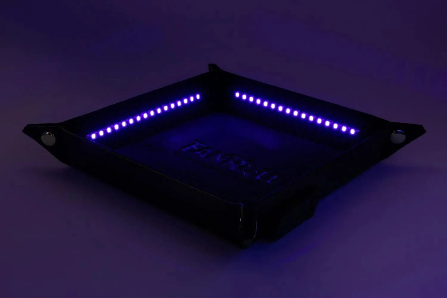 Blacklight Dice Tray with d20: Black