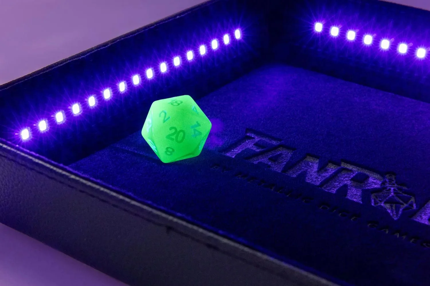 Blacklight Dice Tray with d20: Black - Image 3