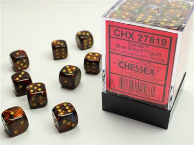 Scarab® 12mm D6 Blue Blood™/gold Dice Block™ (36 dice) - Image 4