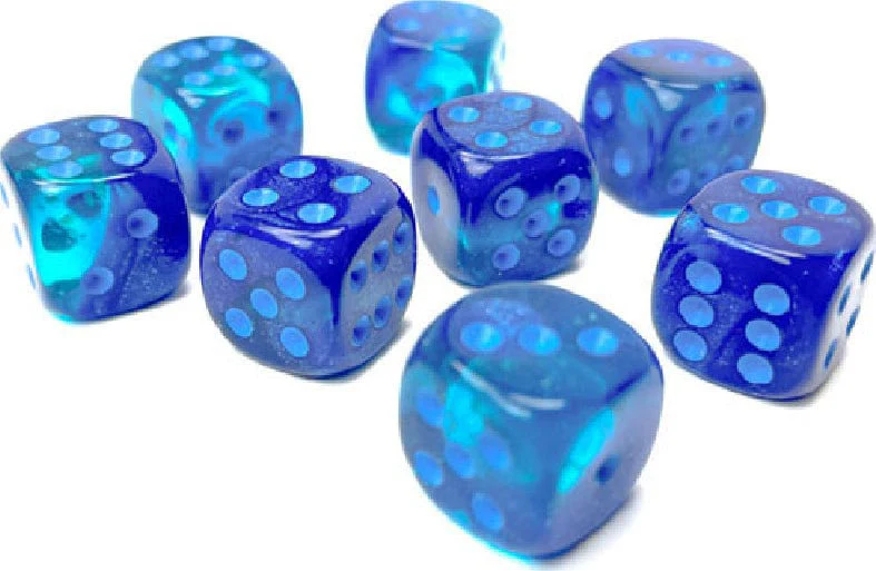 Gemini® 12mm D6 Blue-Blue/light blue Luminary™ Dice Block™ (36 dice) - Image 5