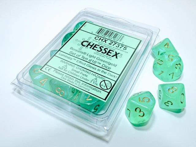 Borealis Light Green Gold Luminary d10 Set