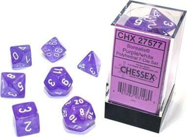 Borealis Purple/white Luminary Polyhedral 7-Die Set