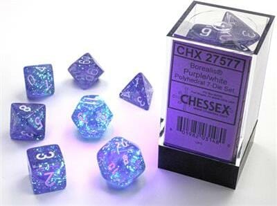 Borealis Purple/white Luminary Polyhedral 7-Die Set - Image 8