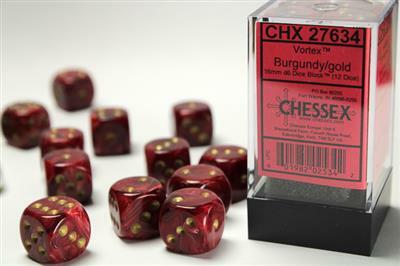 Vortex® 16mm D6 Burgundy/gold Dice Block™ (12 dice) - Image 5