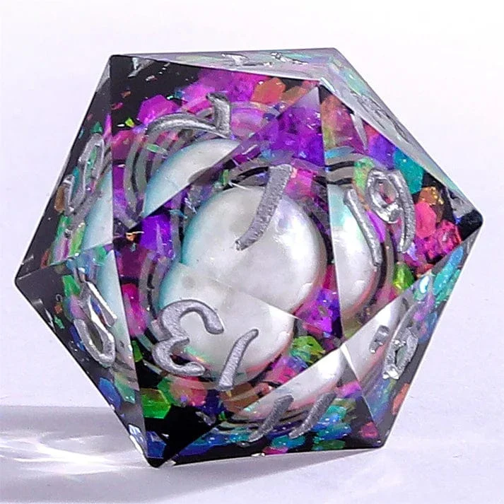 Captured Magic Sharp Edge Resin Dice Set - Celestial Pearl - Image 3