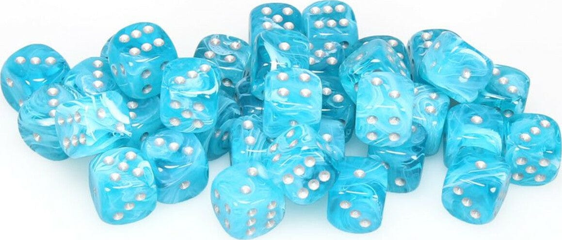 Cirrus Aqua/silver 12mm d6 Dice Block (36 dice) - Image 3