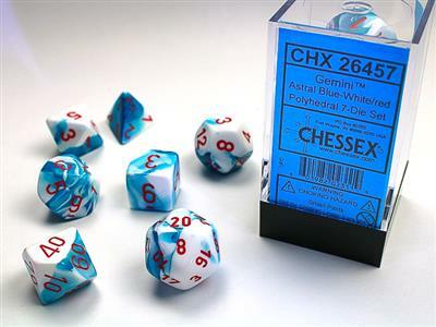 Gemini Astral Blue-White/red Polyhedral 7-Die Set - Image 2