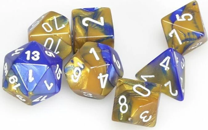 Gemini Blue-Gold/white Polyhedral 7-Die Set - Image 3
