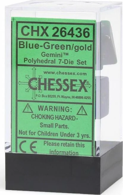 Gemini Blue-Green/gold Polyhedral 7-Die Set - Image 2
