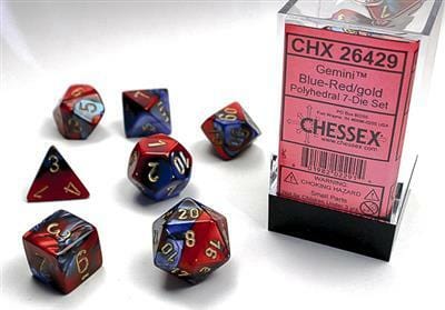 Gemini Blue-Red/gold Polyhedral 7-Die Set - Image 4