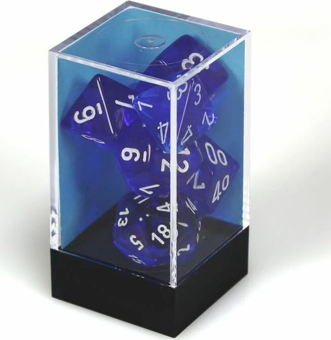 Translucent Polyhedral Blue/white 7-Die Set - Image 3
