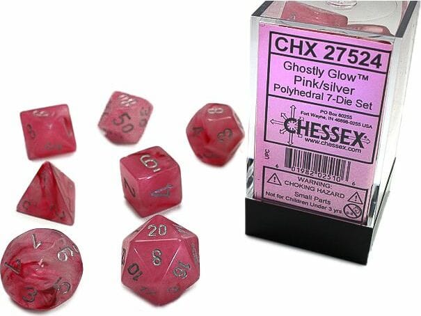 Ghostly Glow Pink/silver Polyhedral 7-Die Set - Image 2