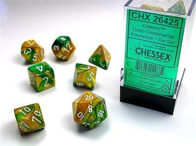 Gemini Gold-Green/white Polyhedral 7-Die Set - Image 6