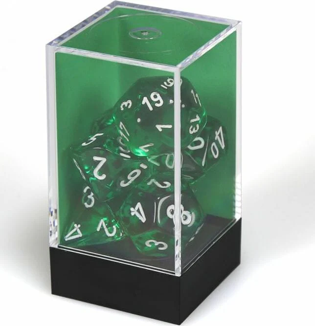 Translucent Polyhedral Green/white 7-Die Set - Image 2
