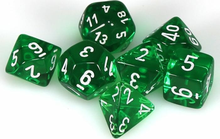 Translucent Polyhedral Green/white 7-Die Set - Image 3
