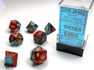 Gemini Red-Teal/gold Polyhedral 7-Die Set - Image 4