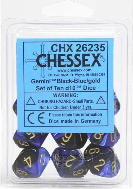 Gemini Black-Blue/gold Polyhedral 7-Die Set - Image 4