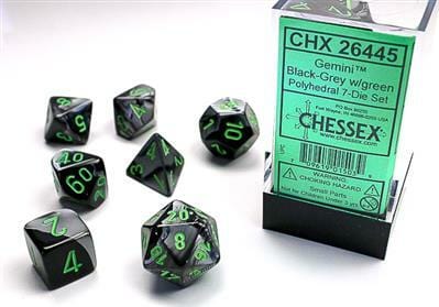 Gemini Black-Grey/green Polyhedral 7-Die Set