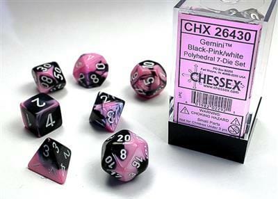 Gemini Black-Pink/white Polyhedral 7-Die Set