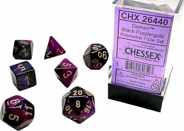 Gemini Black-Purple/gold Polyhedral 7-Die Set - Image 4