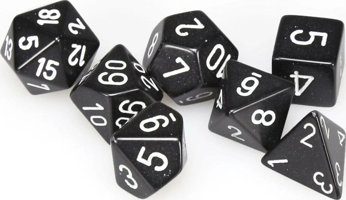 Opaque Polyhedral Black/white 7-Die Set - Image 3