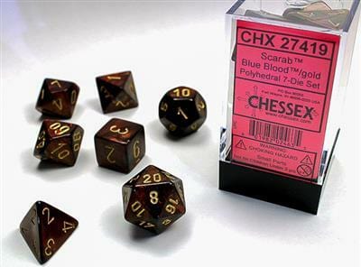 Scarab® Polyhedral Blue Blood™/gold 7-Die Set