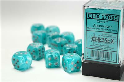 Cirrus® 16mm D6 Aqua/silver Dice Block™ (12 dice) - Image 4