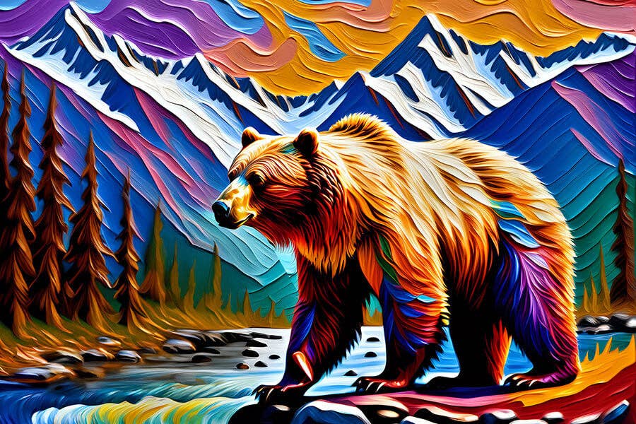 Colorful Bear - Grizzly mountain jigsaw puzzle cub gift him - Image 4