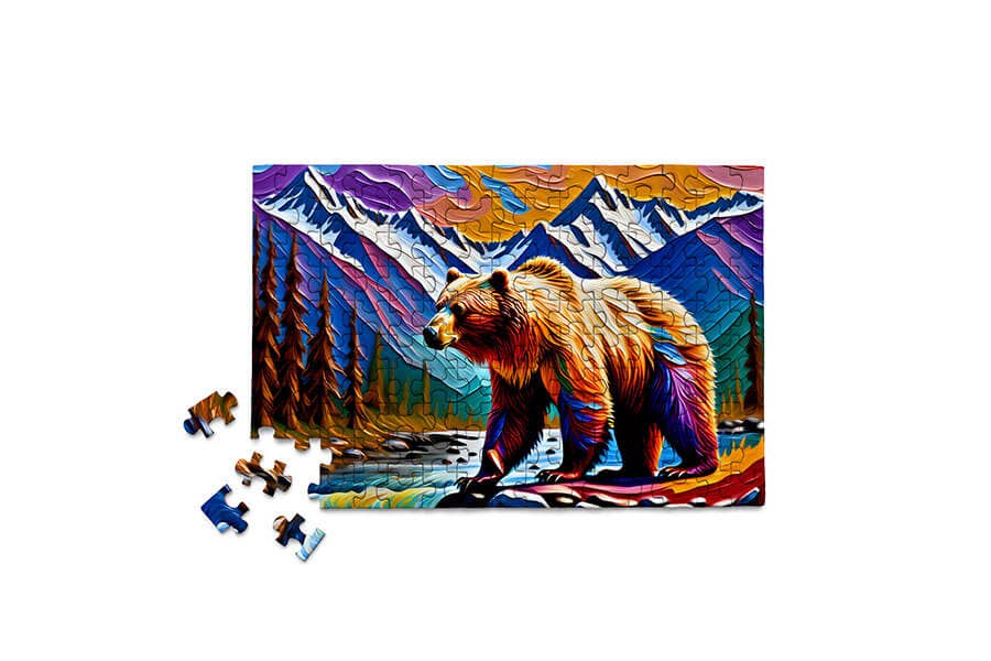 Colorful Bear - Grizzly mountain jigsaw puzzle cub gift him - Image 5