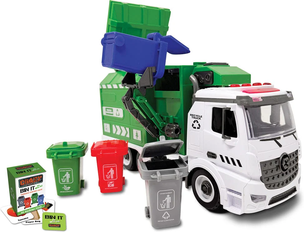 Crazy Truck Green Garbage Recycling Truck with Lights & Sound - Image 3