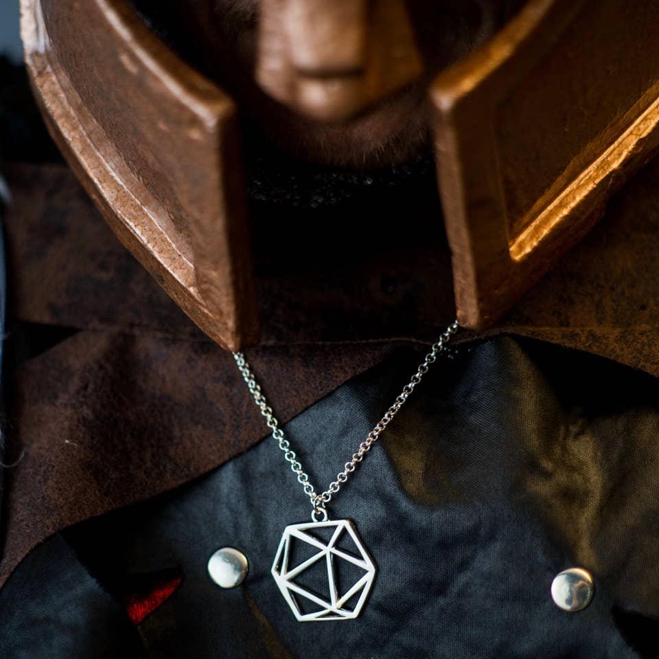 D20 Dice Pendant - Silver - Twenty Sided D&D - Image 2