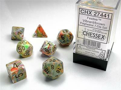 Festive Vibrant/brown Polyhedral 7-Die Set - Image 4
