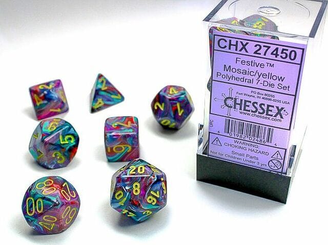 Festive Mosaic/yellow Polyhedral 7-Die Set - Image 5