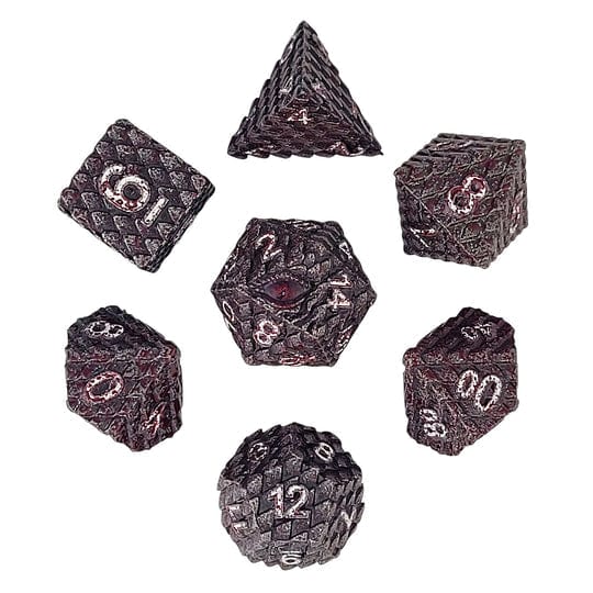 Dragon's Gaze Silver Blood Metal RPG Dice Set - Image 2