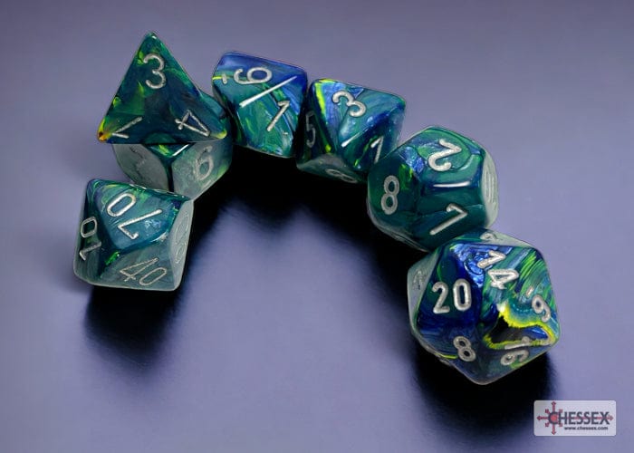 Festive Green/Silver Polyhedral 7-Die Set