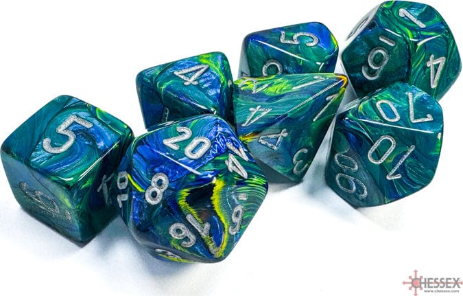 Festive Green/Silver Polyhedral 7-Die Set - Image 2
