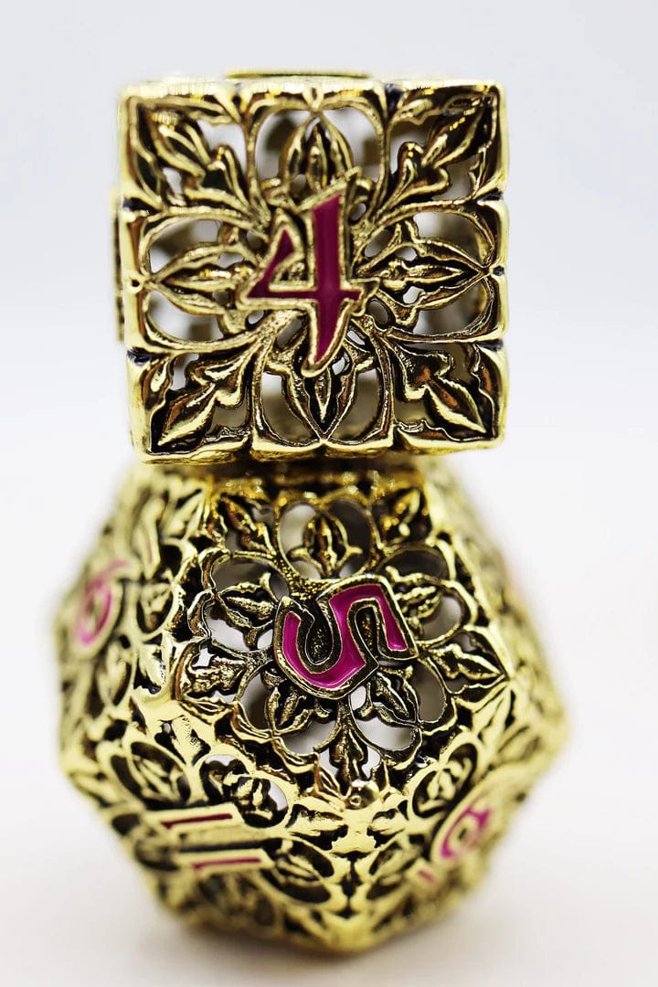 Fleur de Lis: Gilded Magenta - Hollow Metal RPG Dice Set - Image 2